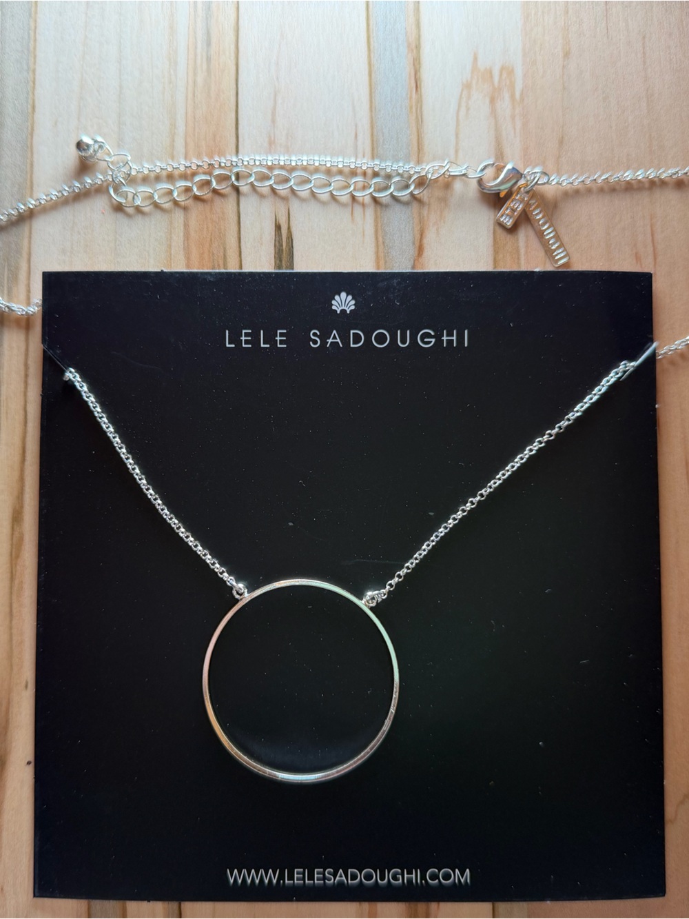 Lele Sadoughi Silver Tone Open Circle Pendant Necklace
